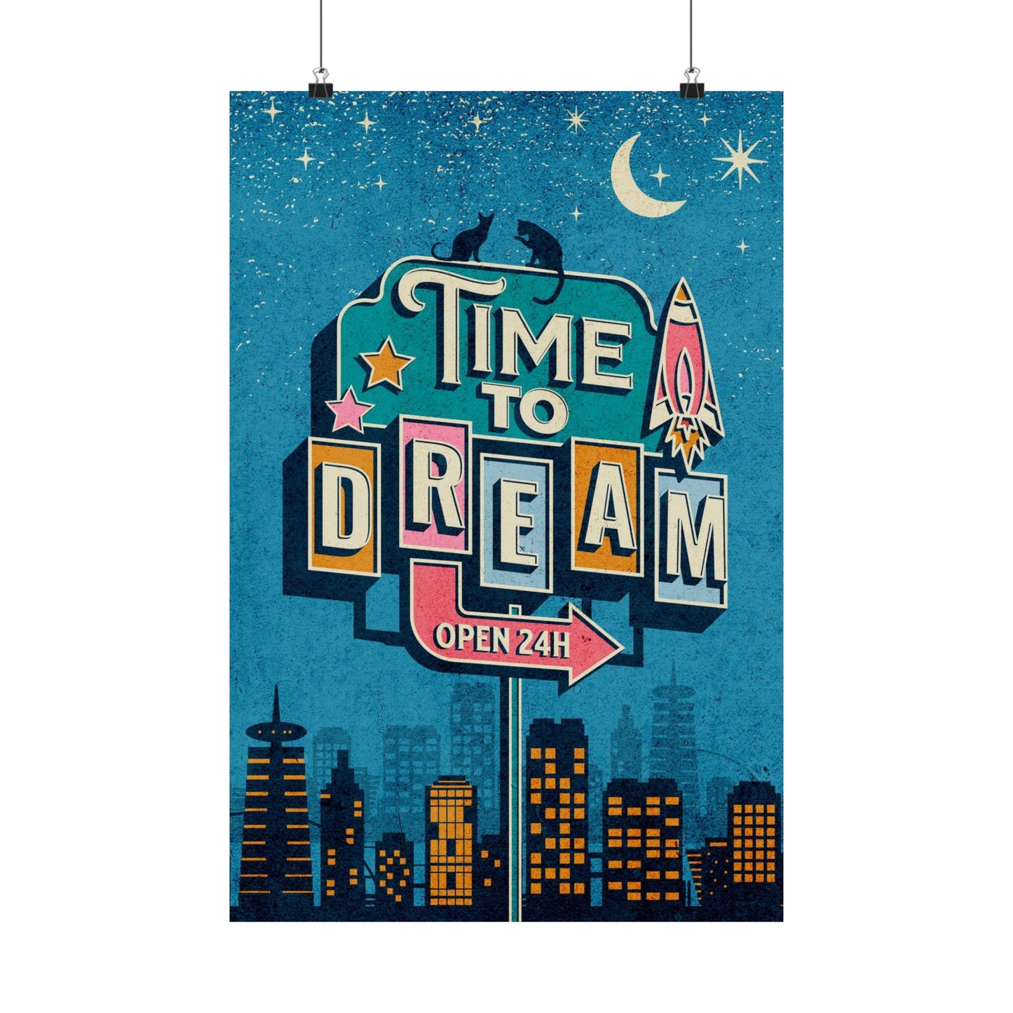 Time to Dream, Aspirational and Inspirational Wall Art Prints, Matte Vertical Posters, Motivational Wall Decors, Retro Maximalist Art