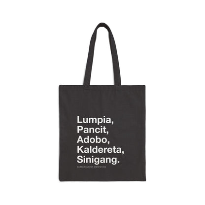 Famous Filipino Food Cotton Canvas Tote Bag, Pinoy Delicacies Reusable Shopping Bag, Eco Friendly Bag, Everyday Bag, Filipino Pride