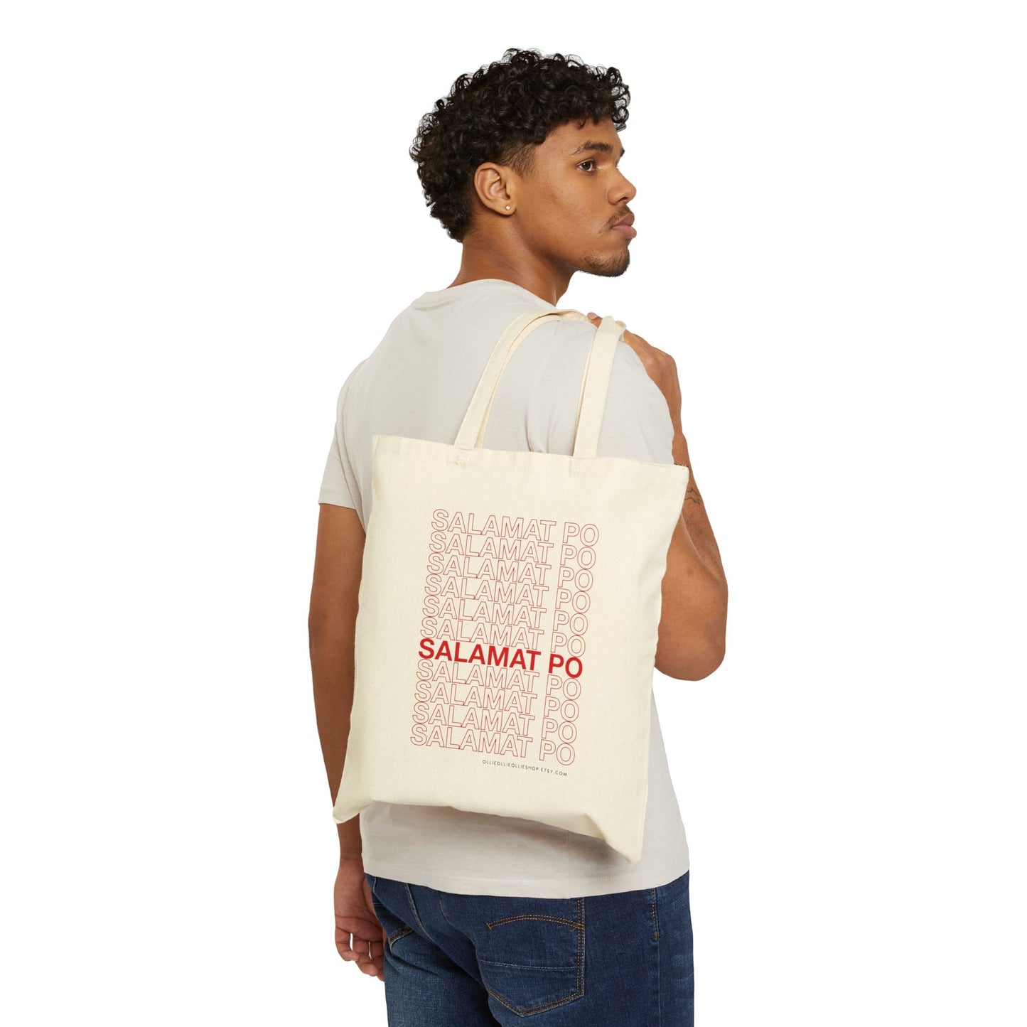 Salamat Po Filipino Cotton Canvas Tote Bag, Thankful Tagalog Pinoy Reusable Shopping Bag, Eco Friendly Thank You Bag, Everyday Bag