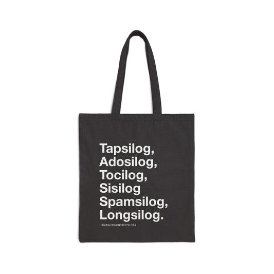 Famous Filipino Food, Silogs, Cotton Canvas Tote Bag, Pinoy Delicacies Reusable Shopping Bag, Eco Friendly Bag, Everyday Bag, Filipino Pride