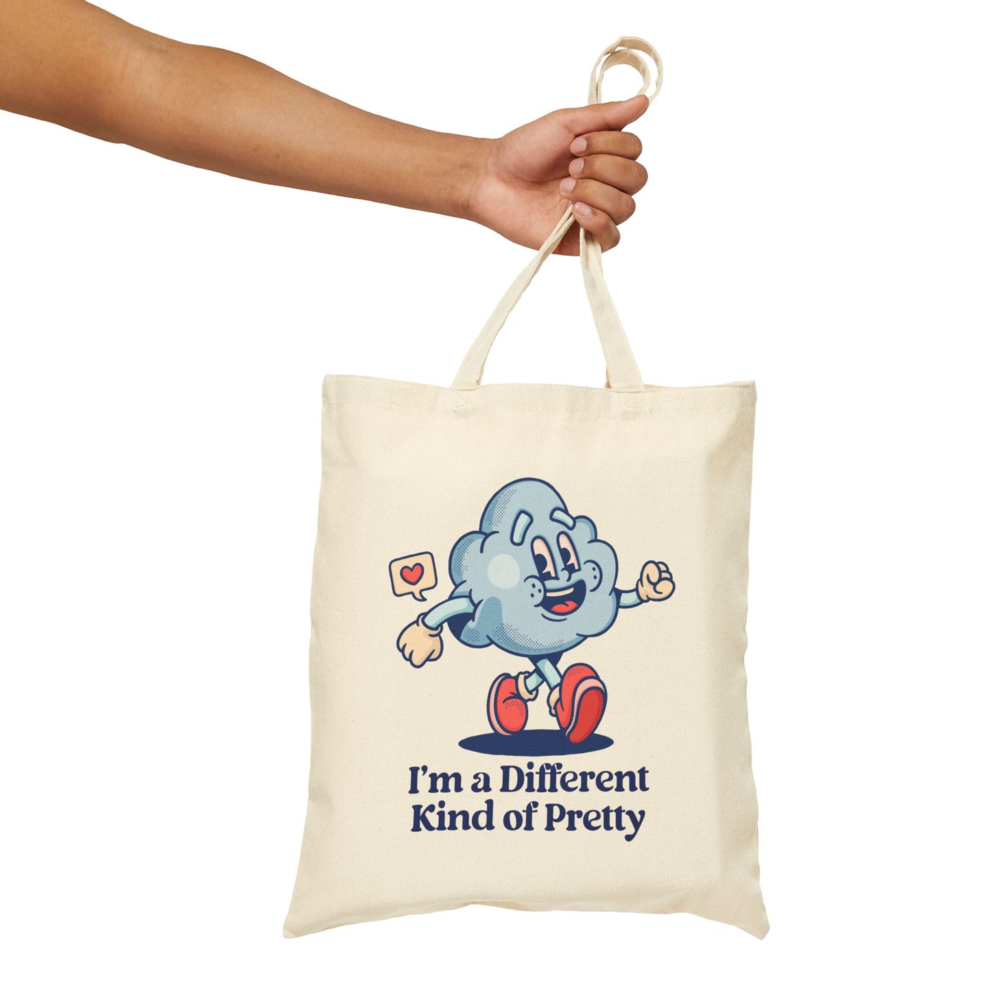 I Am a Different Kind of Pretty Cloud Cotton Canvas Tote Bag, Reusable Shopping Bag, Eco Friendly Everyday Bag, Great Tote Gift, Self-Love