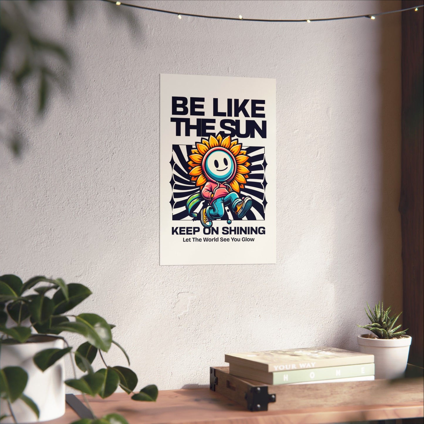 Be Like The Sun - Keep on Shining Posters, Fun Aspirational and Inspirational Wall Art Prints, Matte Vertical Posters, Motivational Wall Decors