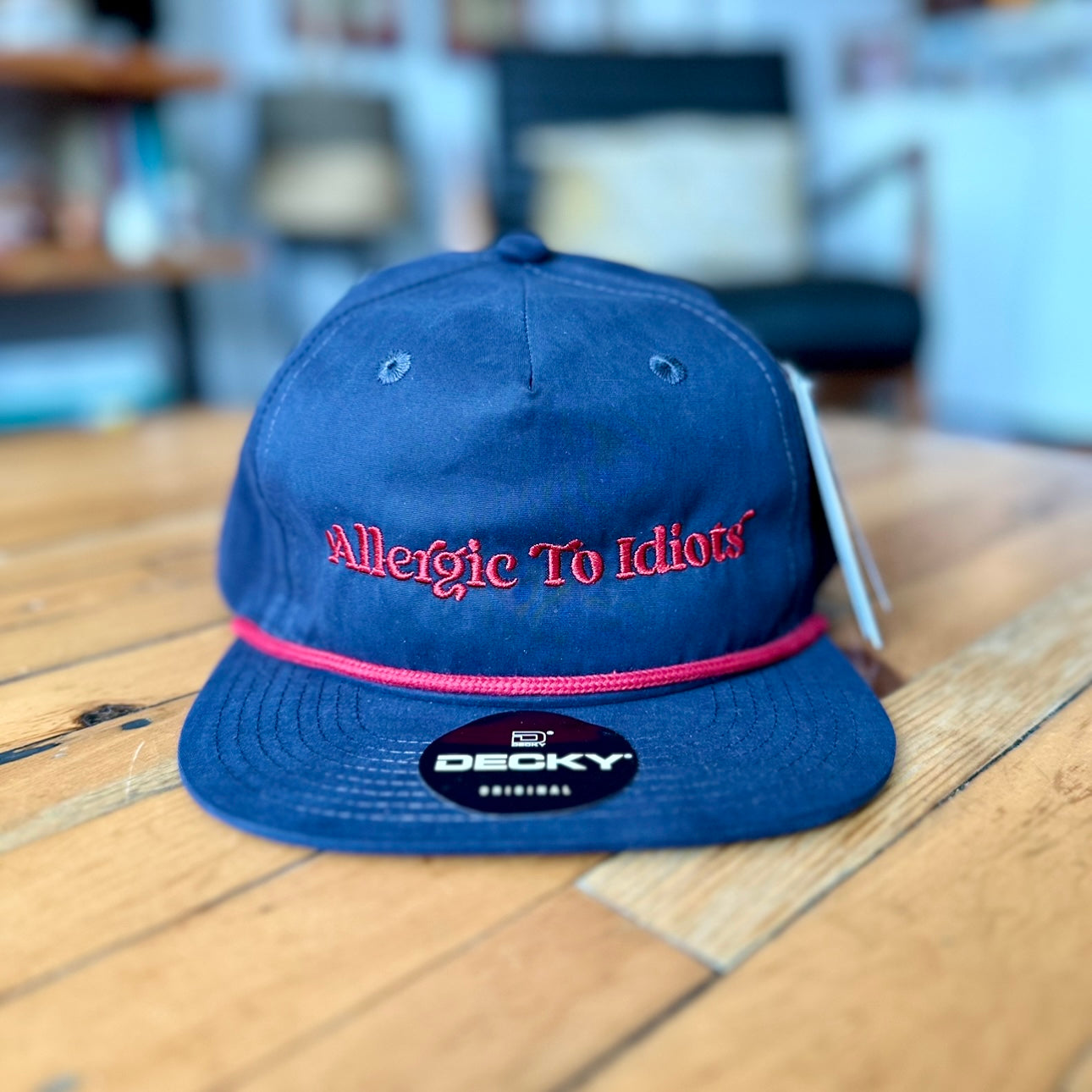 Allergic To Idiots! Navy & Red, Baseball Hats