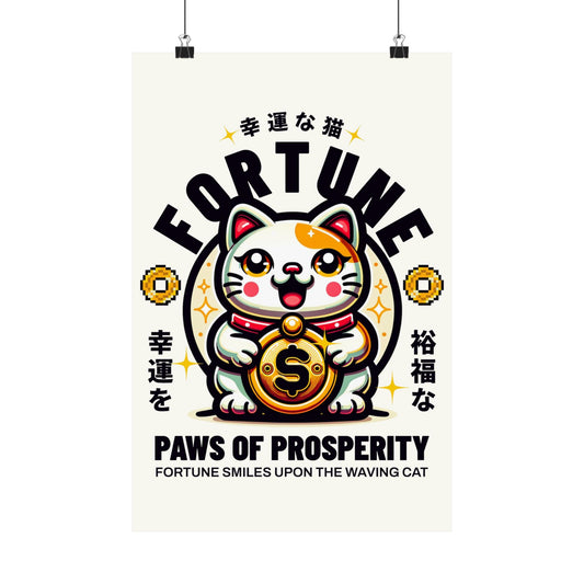 FORTUNE: Paws of Prosperity, Fun Aspirational and Inspirational Wall Art Prints, Matte Vertical Posters, Motivational Wall Decors