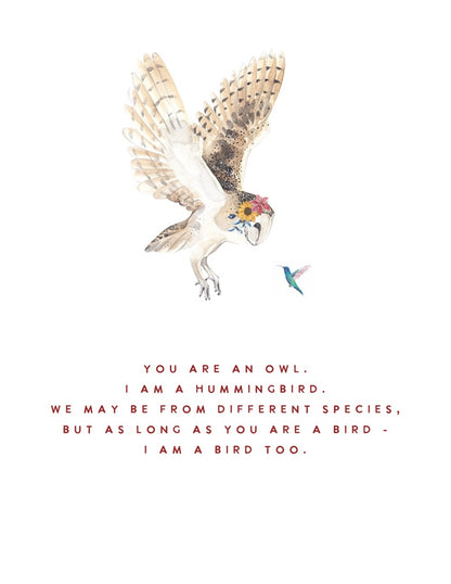 Owl & Hummingbird, Appreciation Card