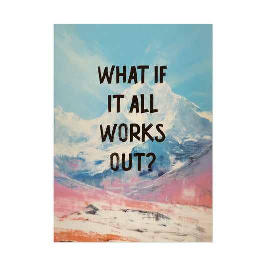 What If It All Works Out? Textured Watercolor Matte Posters, Motivational & Inspirational Wall Art Print, Wall Decor Display, Daily Question