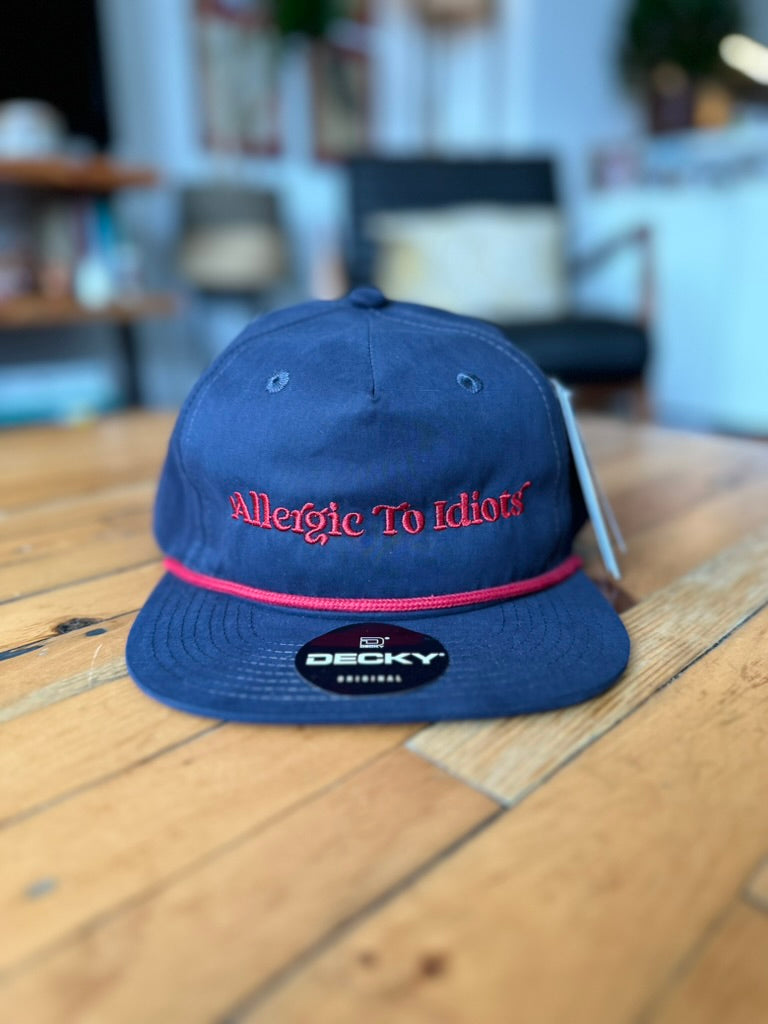 Allergic To Idiots! Navy & Red, Baseball Hats