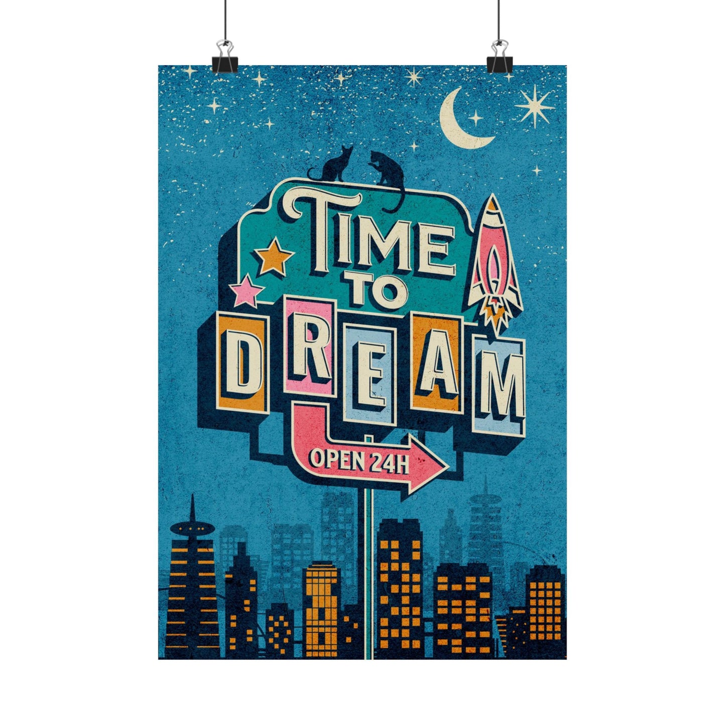 Time to Dream, Aspirational and Inspirational Wall Art Prints, Matte Vertical Posters, Motivational Wall Decors, Retro Maximalist Art