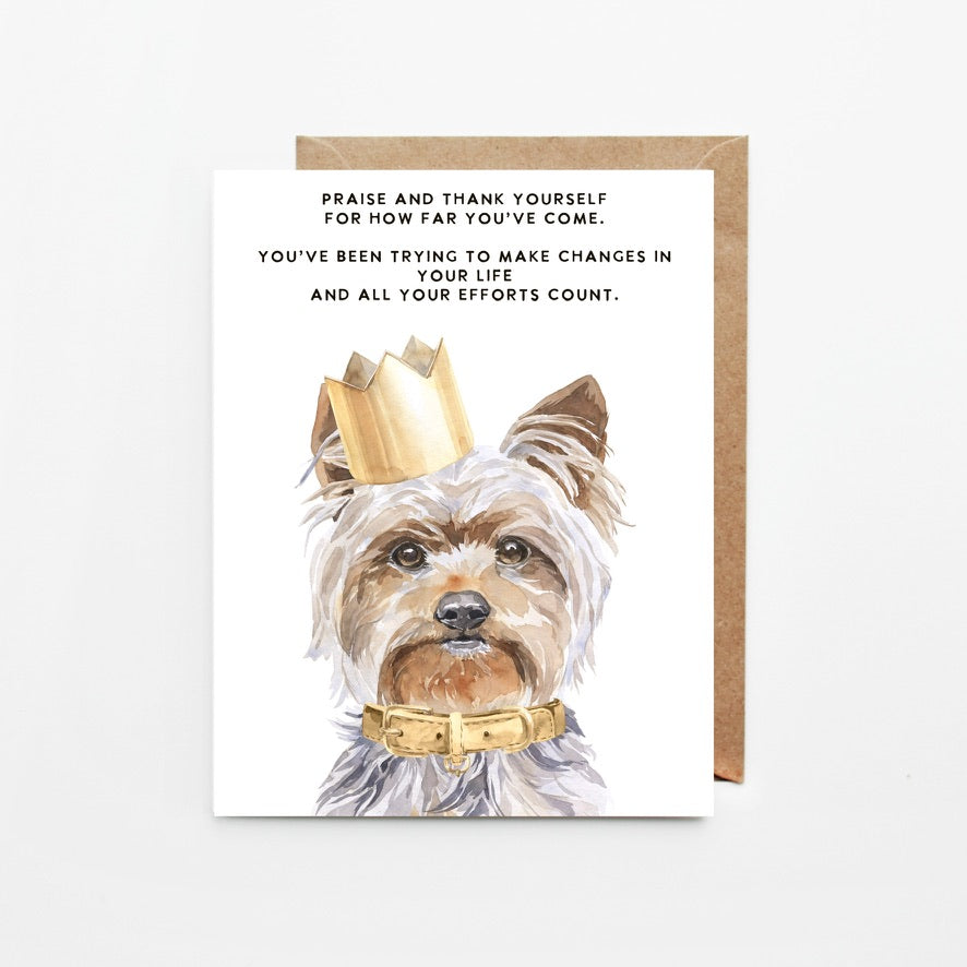 Praise Yourself, Yorkie Greeting Cards