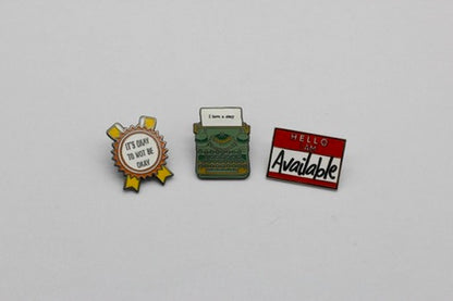 Hello I AM Available, Enamel Pins