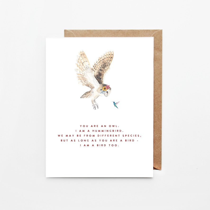 Owl & Hummingbird, Appreciation Card