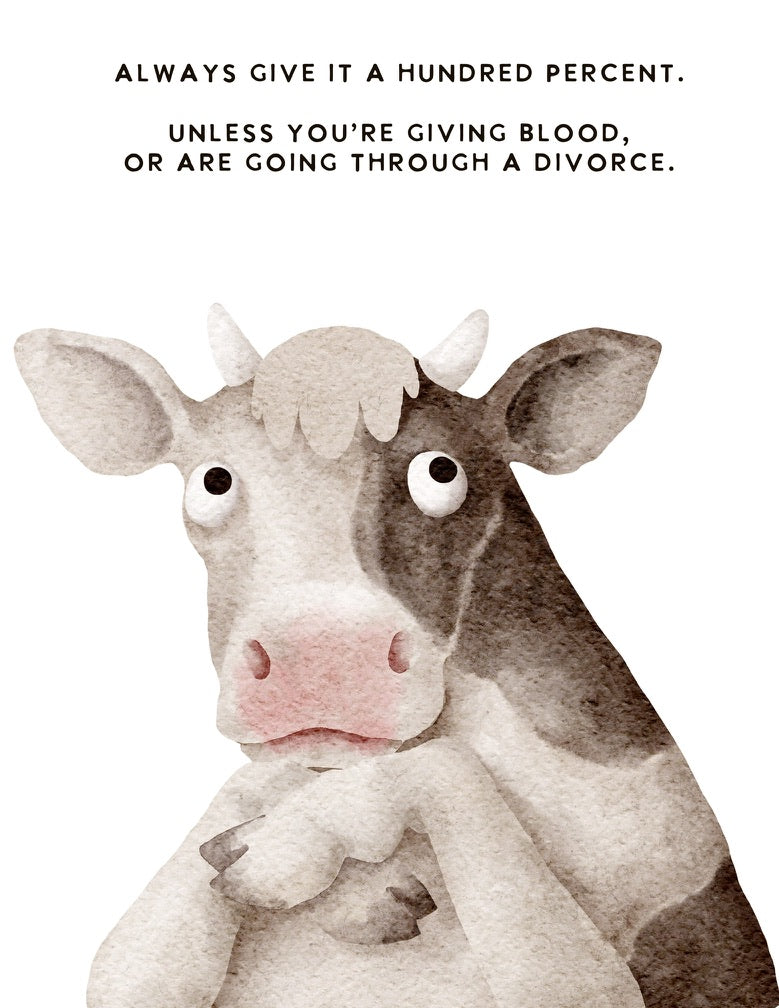 Encouraging & Snarky Cow, Greeting Card