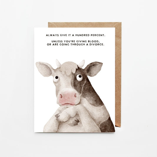 Encouraging & Snarky Cow, Greeting Card